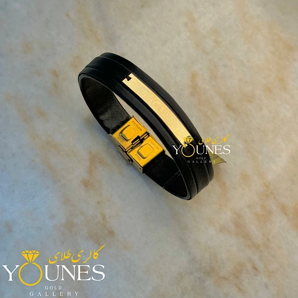 دستبند طلا چرم مردانه L106